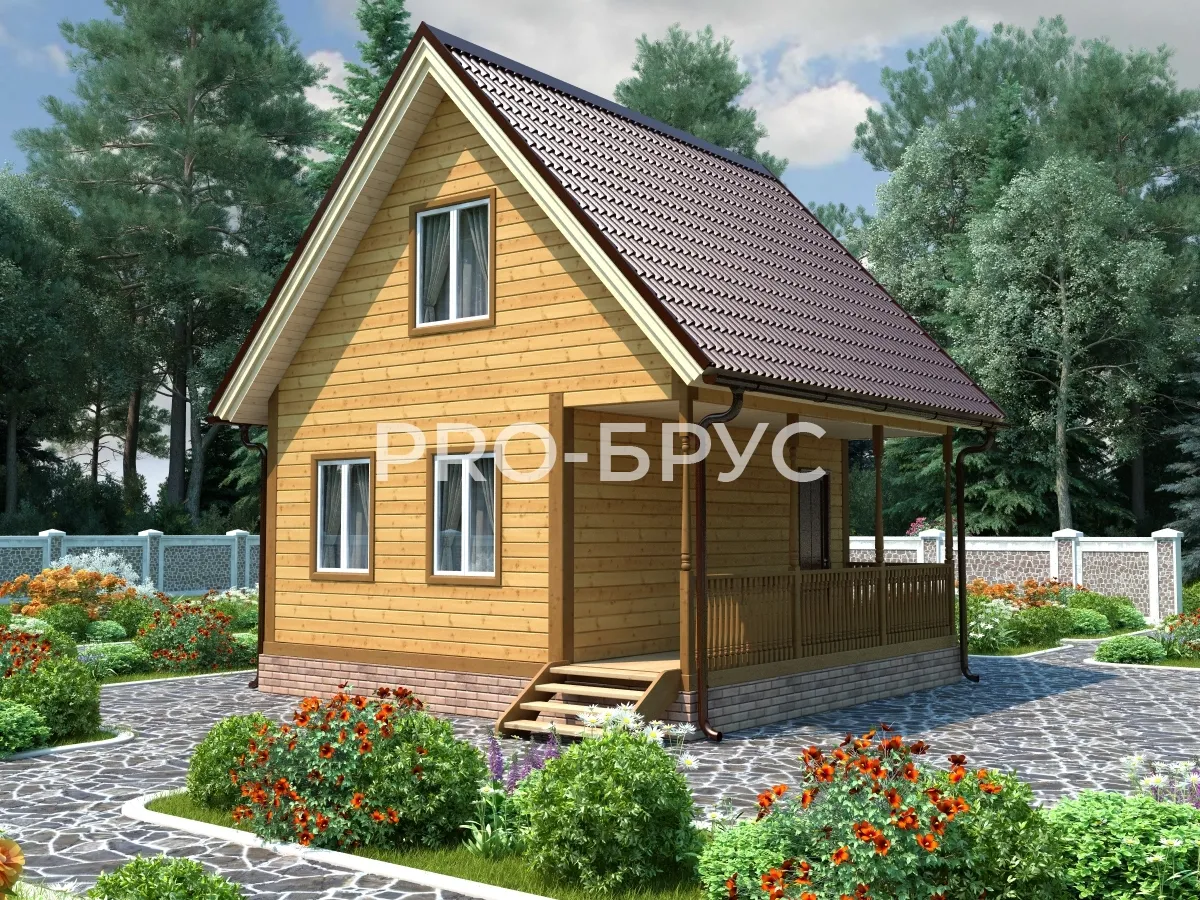Проект дома из бруса - 6х6 - «Николо-Шанга» - 63 м² - главный вид