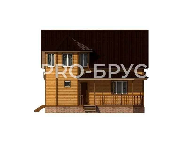 Проект дома из бруса - 8х9 - «Понга» - 133 м² - вид спереди