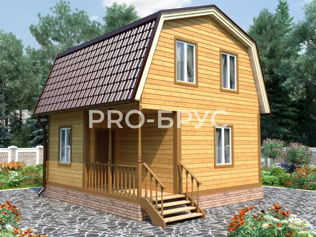 Проект дома из бруса - 6х6 - «Фосфоритный» - 61 м² - главный вид