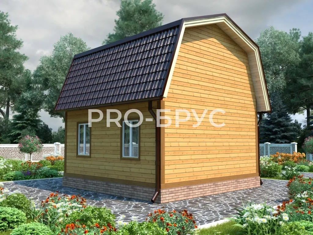 Проект дома из бруса - 6х6 - «Фосфоритный» - 61 м² - вид слева
