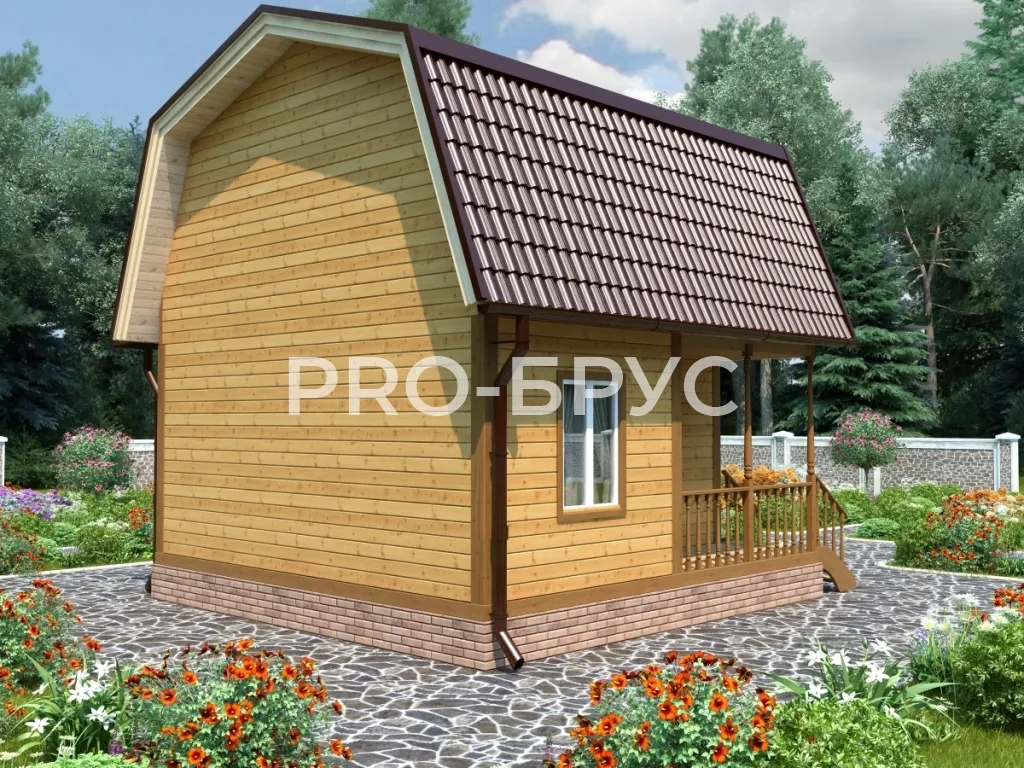 Проект дома из бруса - 6х6 - «Верхнеспасское» - 61 м² - вид сзади