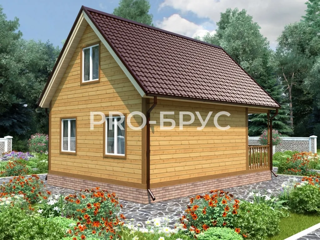 Проект дома из бруса - 6х8 - «Медведица» - 78 м² - вид сзади