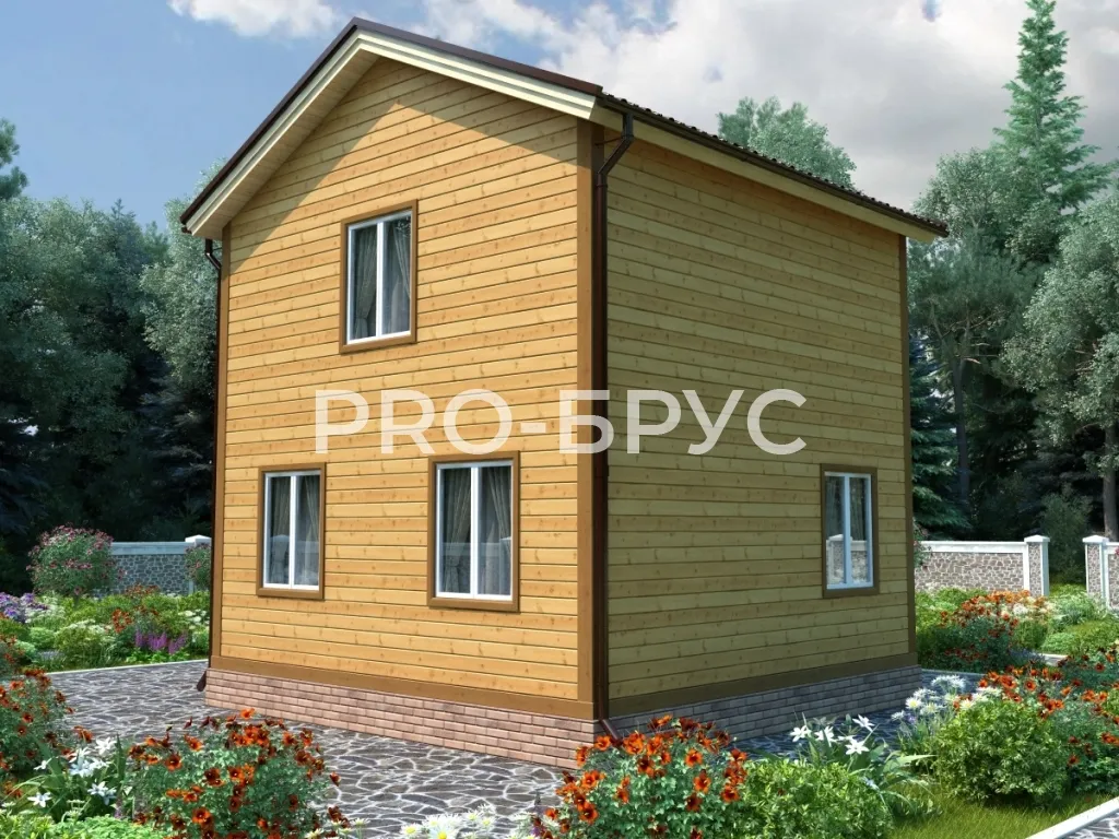 Проект дома из бруса - 6х8 - «Ивановское» - 78 м² - вид слева