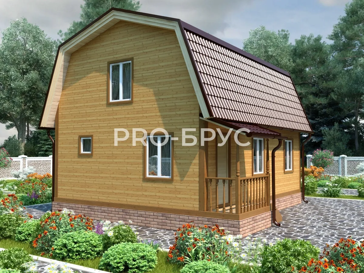 Проект дома из бруса - 7х9 - «Шеметово» - 86 м² - вид спереди
