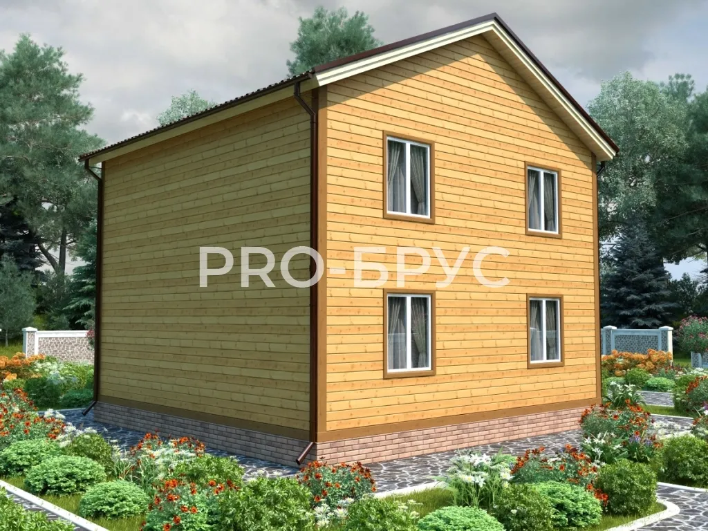 Проект дома из бруса - 8х8 - «Николо-Полома» - 126 м² - вид слева
