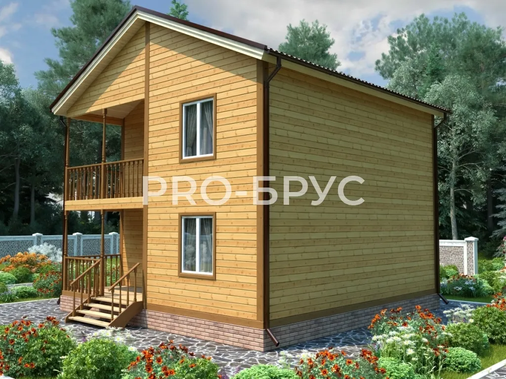 Проект дома из бруса - 8х8 - «Николо-Полома» - 126 м² - вид сзади