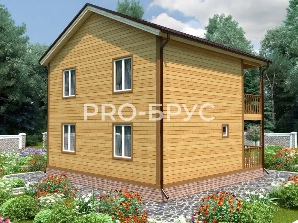 Проект дома из бруса - 8х8 - «Николо-Полома» - 126 м² - вид спереди
