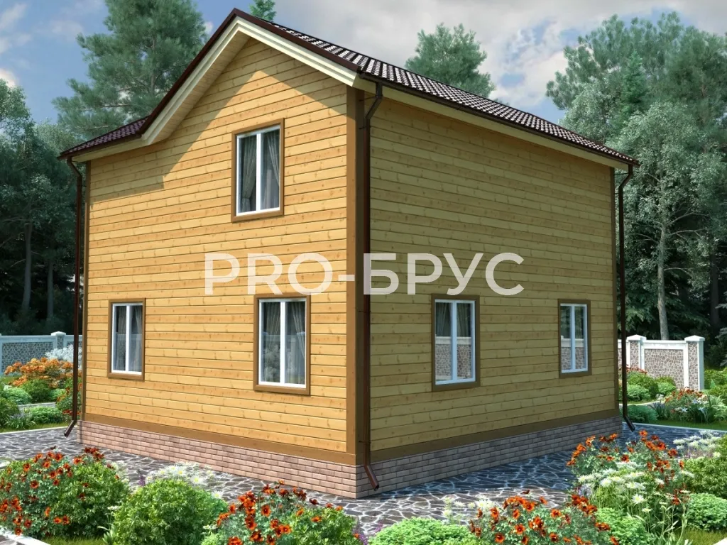 Проект дома из бруса - 7х8 - «Вожерово» - 107 м² - вид сзади