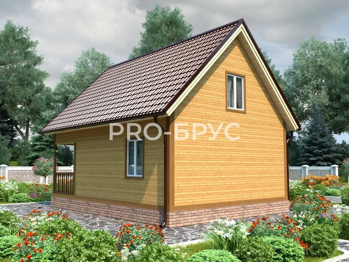 Проект дома из бруса - 6х8 - «Костриково» - 79 м² - вид сзади