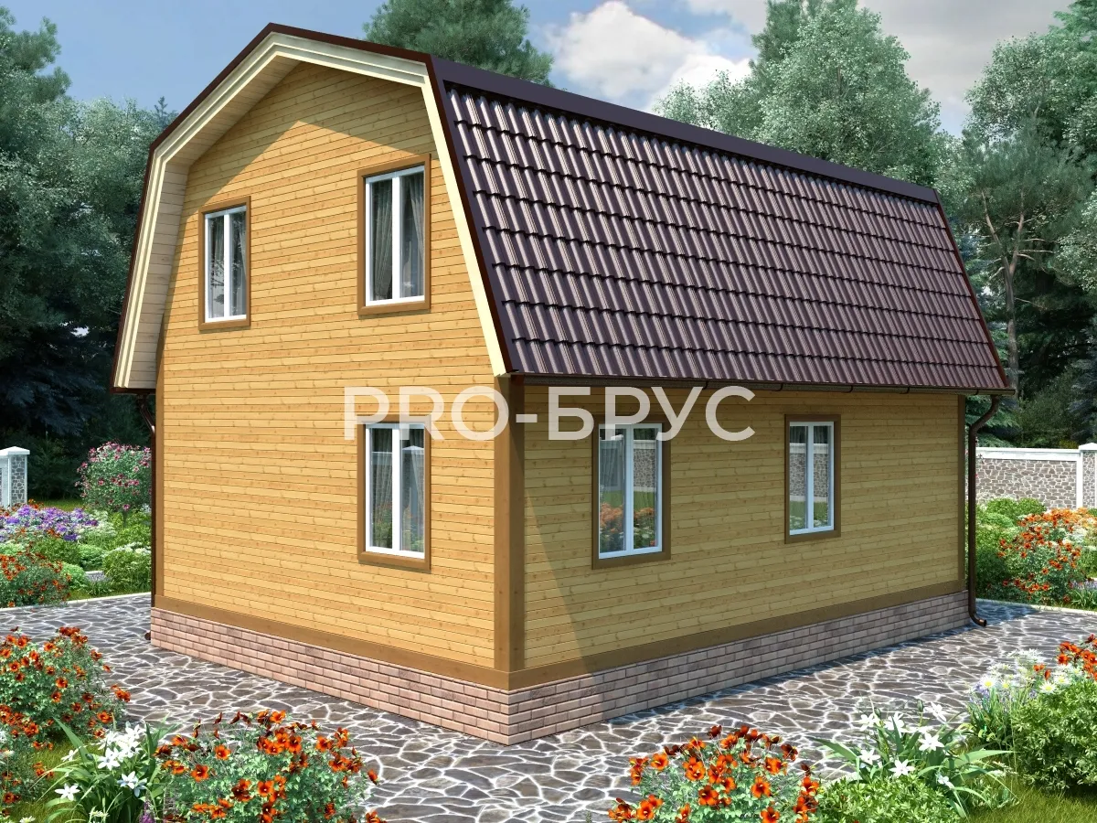 Проект дома из бруса - 6х8 - «Василево» - 84 м² - вид слева