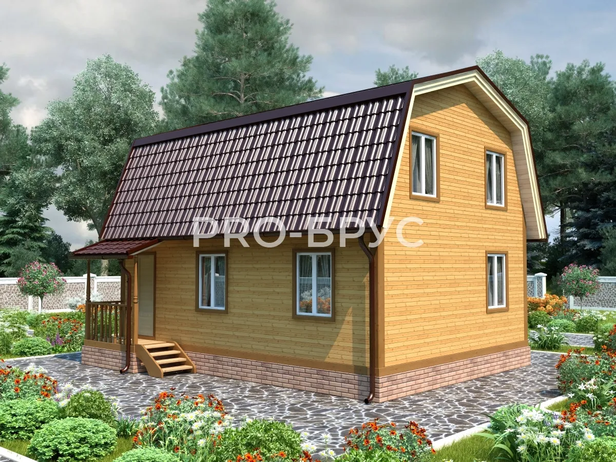 Проект дома из бруса - 6х8 - «Василево» - 84 м² - главный вид