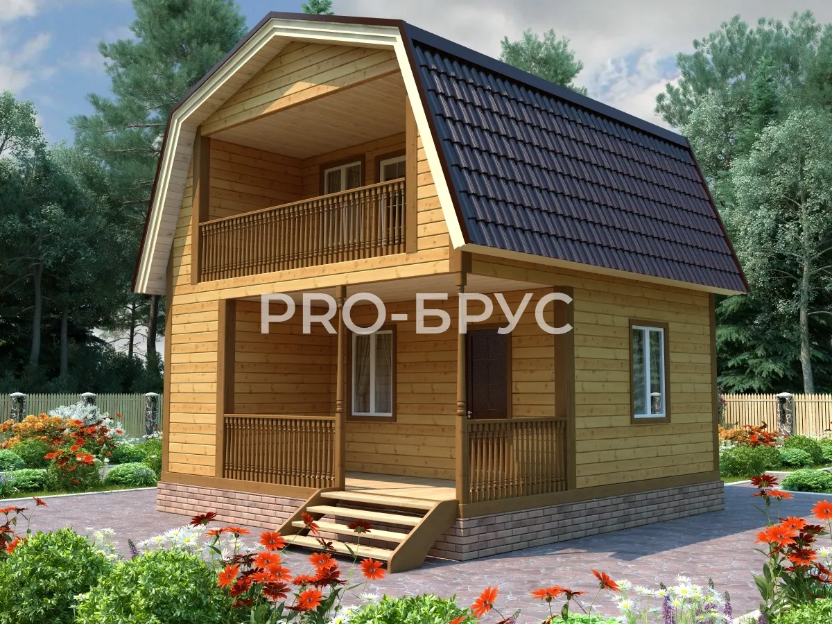 Проект дома из бруса - 6х6 - «Денисово» - 63 м² - главный вид