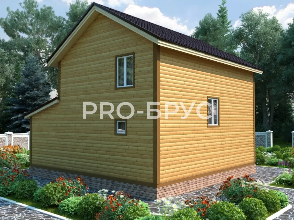 Проект дома из бруса - 8х9 - «Марково» - 121 м² - вид сзади