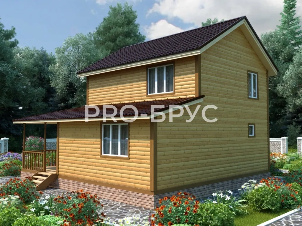 Проект дома из бруса - 8х9 - «Марково» - 121 м² - вид слева