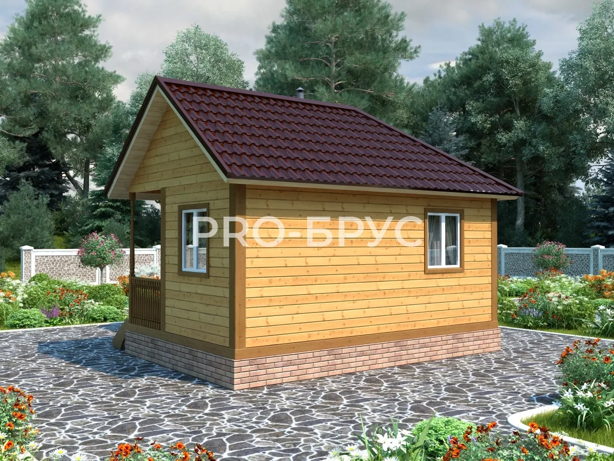 Проект дома из бруса - 6х6 - «Знаменское» - 32 м² - вид слева