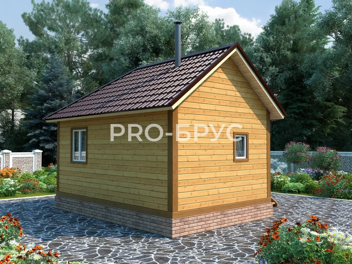 Проект дома из бруса - 6х6 - «Знаменское» - 32 м² - вид сзади