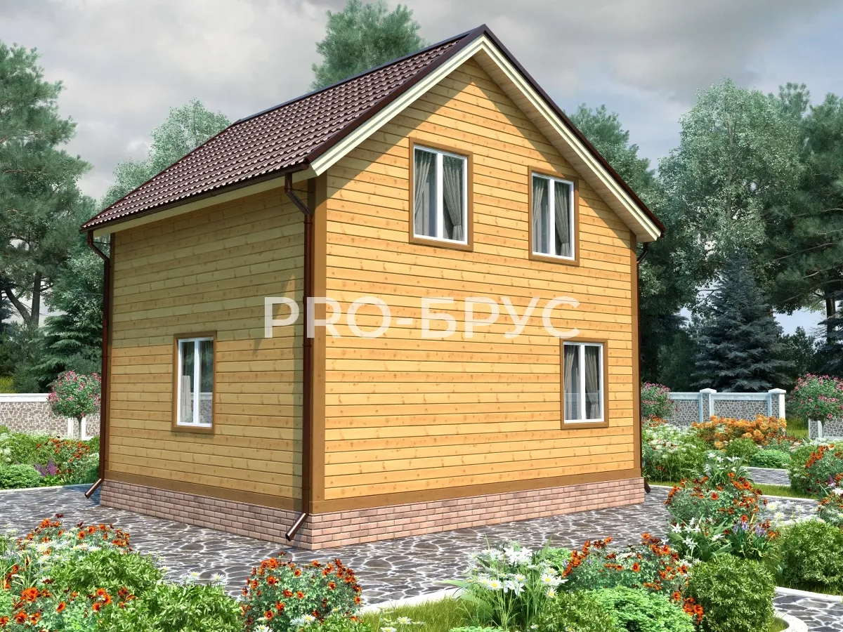 Проект дома из бруса - 6х7 - «Растуново» - 73 м² - вид слева
