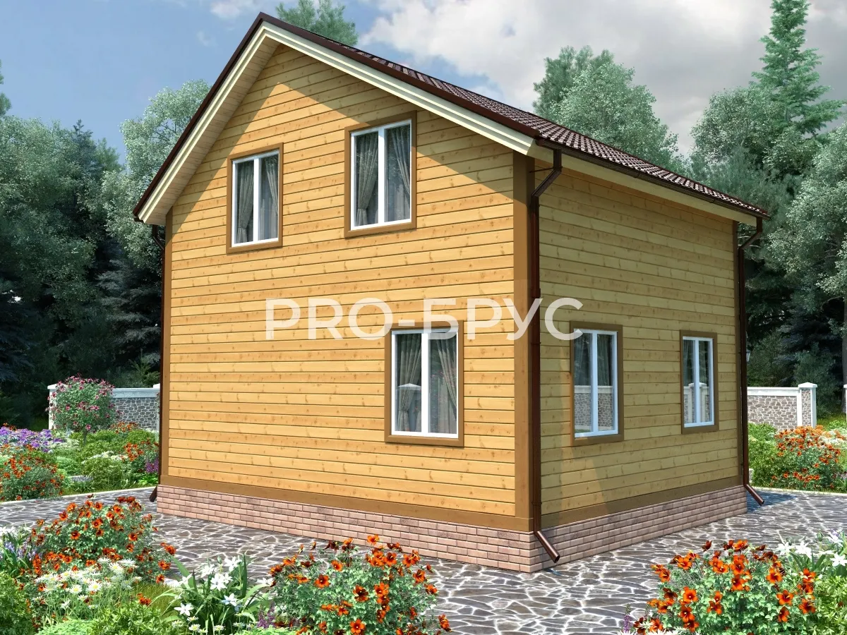 Проект дома из бруса - 6х7 - «Вознесенье» - 73 м² - вид сзади