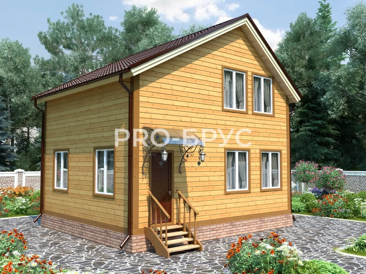 Проект дома из бруса - 6х7 - «Вознесенье» - 73 м² - главный вид