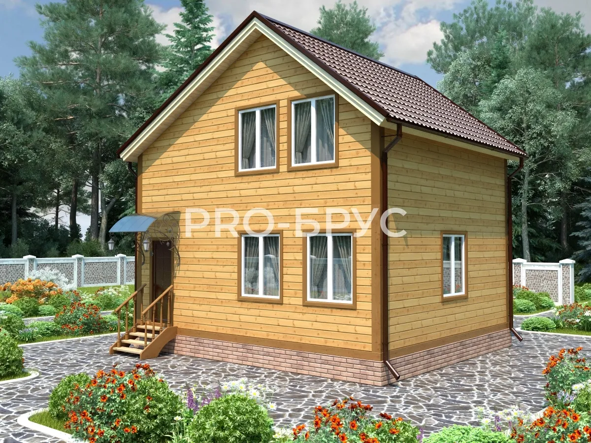 Проект дома из бруса - 6х7 - «Вознесенье» - 73 м² - вид спереди