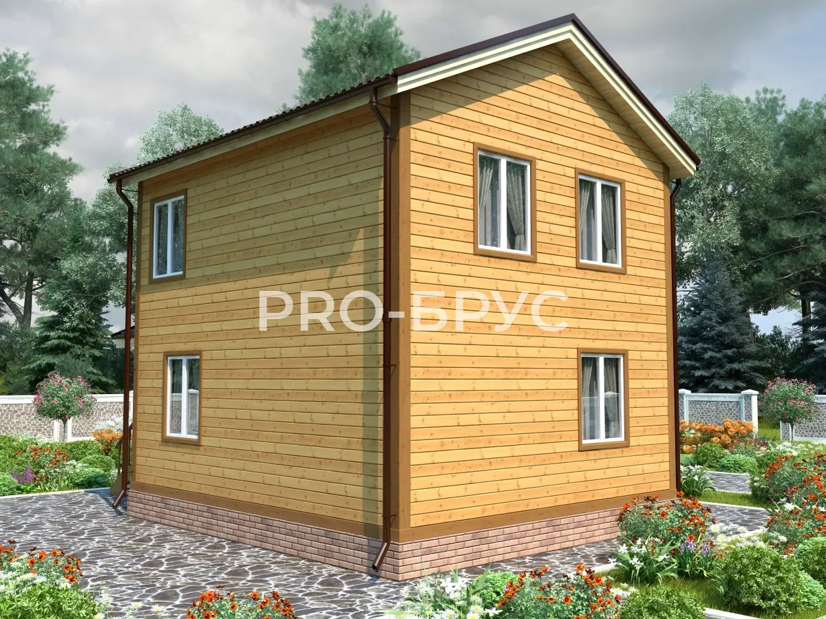 Проект дома из бруса - 6х9 - «Мещерино» - 90 м² - вид сзади