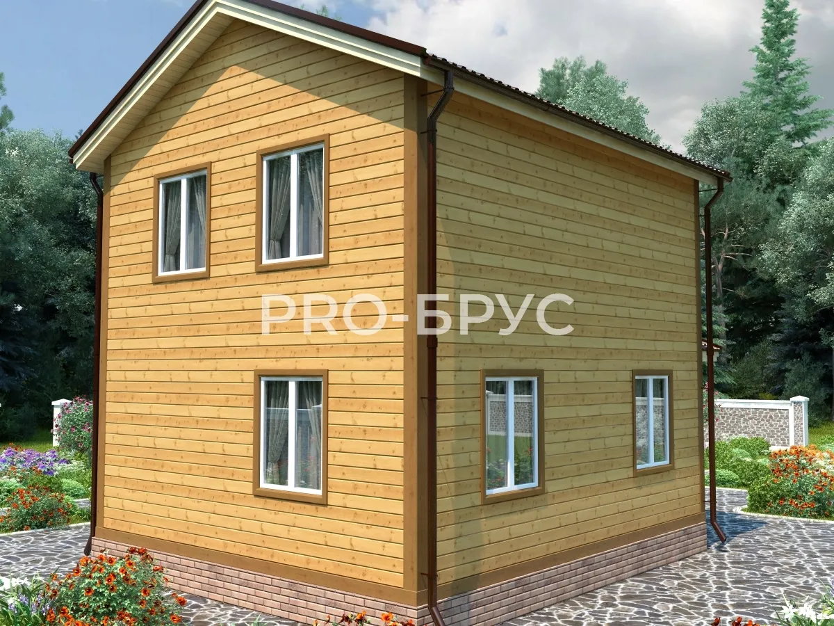 Проект дома из бруса - 6х9 - «Мещерино» - 90 м² - вид спереди