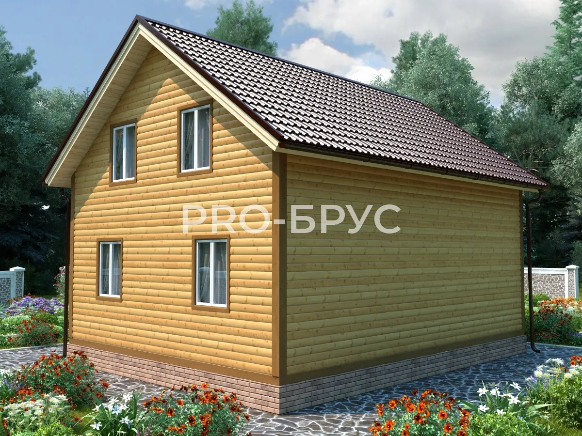 Проект дома из бруса - 7х9 - «Селище» - 123 м² - вид слева