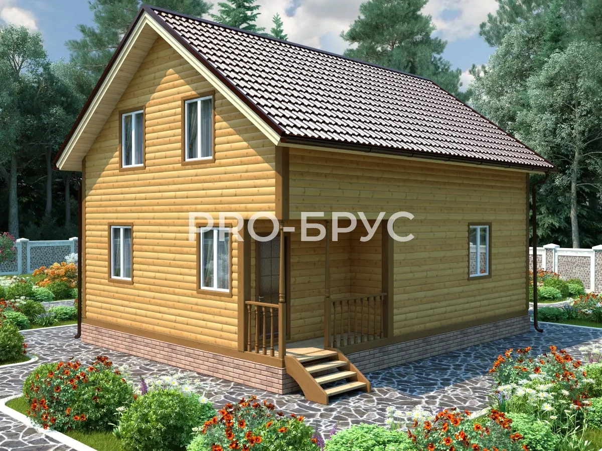 Проект дома из бруса - 7х9 - «Селище» - 123 м² - главный вид