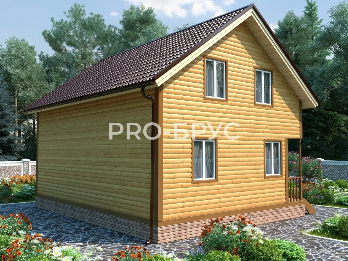 Проект дома из бруса - 7х9 - «Речицы» - 123 м² - вид спереди