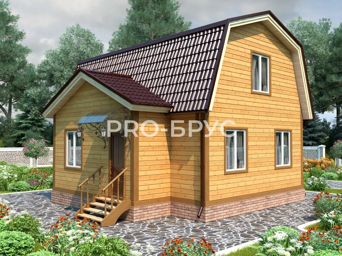 Проект дома из бруса - 7х8 - «Дружба» - 89 м² - главный вид