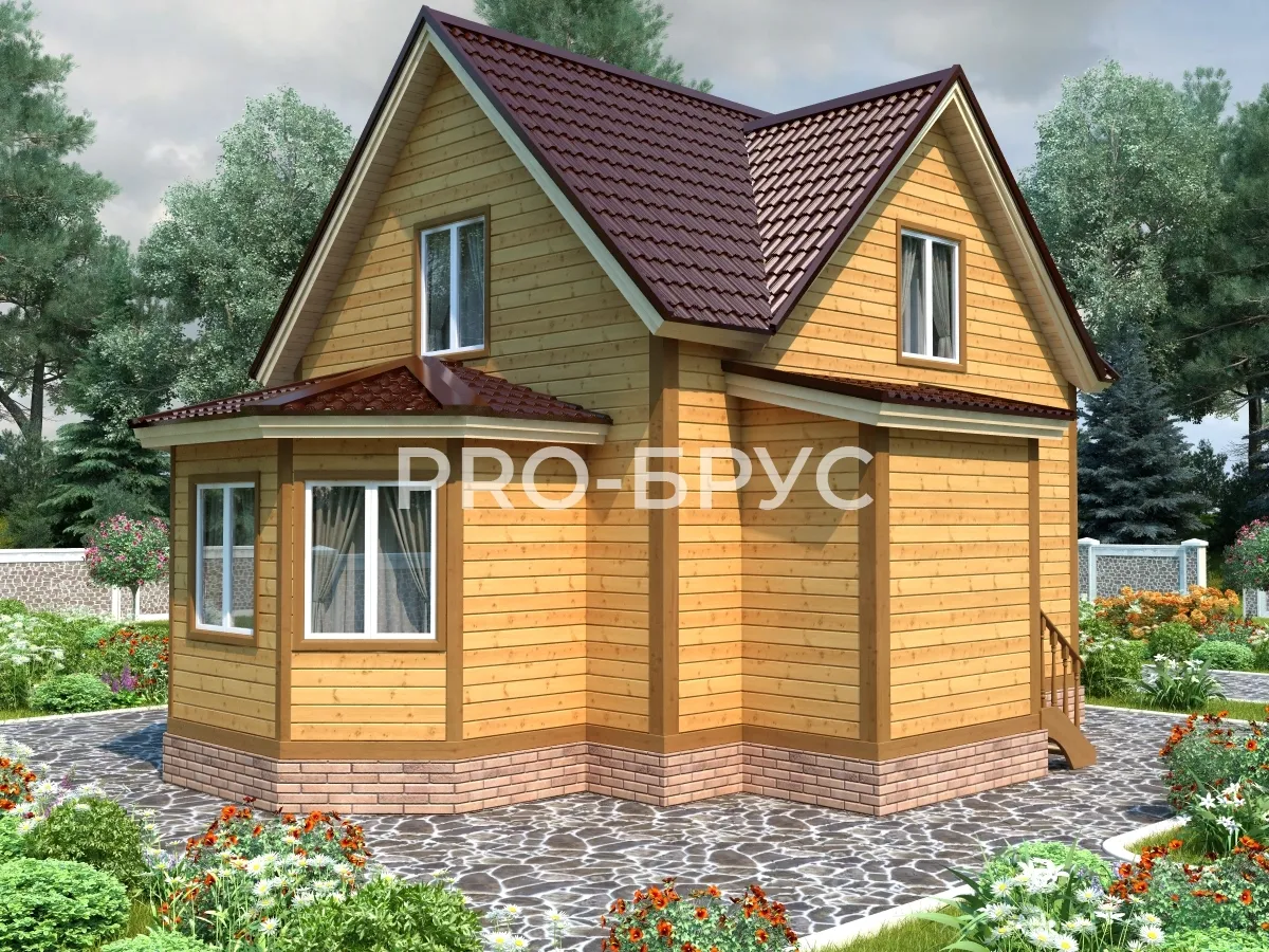 Проект дома из бруса - 9х9 - «Номжа» - 98 м² - вид слева