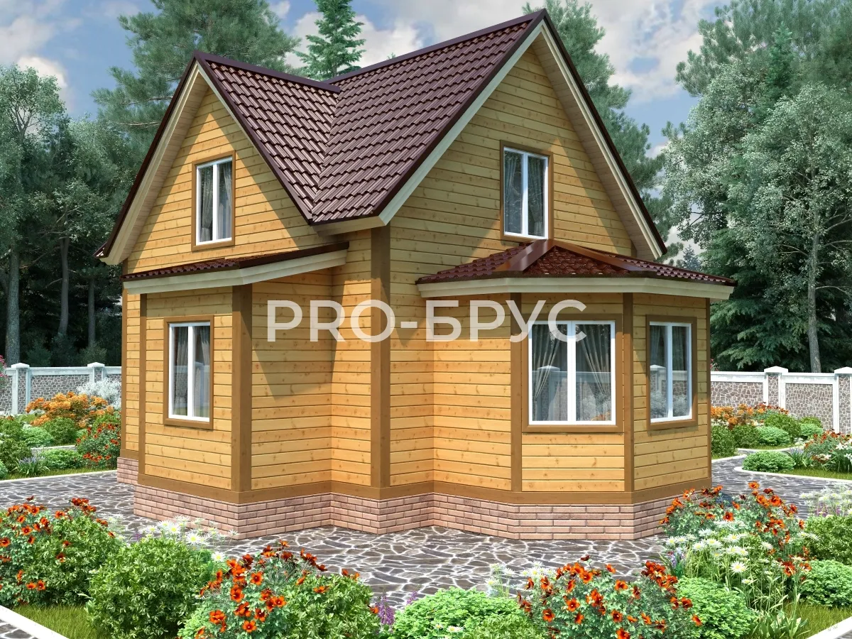 Проект дома из бруса - 9х9 - «Номжа» - 98 м² - вид спереди