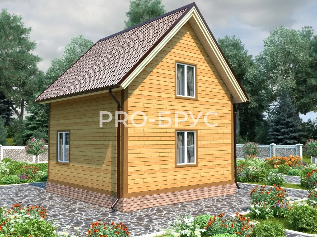 Проект дома из бруса - 6х6 - «Хмелевка» - 70 м² - вид сзади