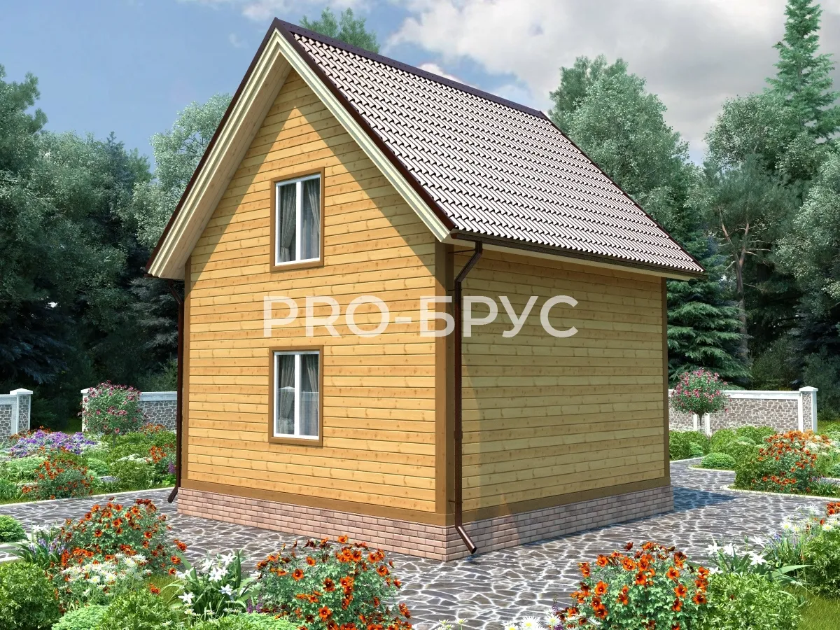 Проект дома из бруса - 6х6 - «Рогачёво» - 70 м² - вид слева
