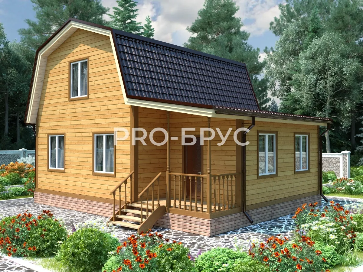 Проект дома из бруса - 7х9 - «Лужки» - 92 м² - главный вид