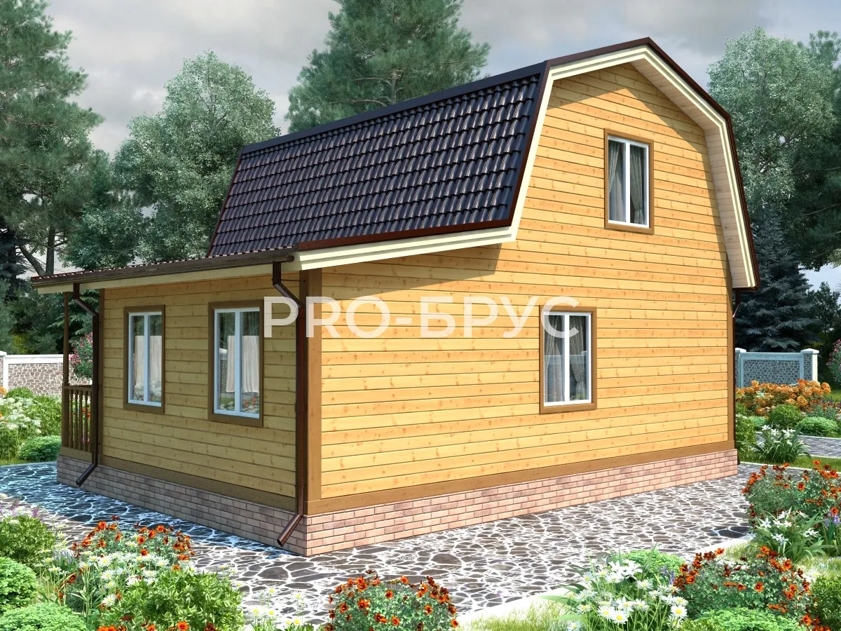 Проект дома из бруса - 7х9 - «Лужки» - 92 м² - вид слева