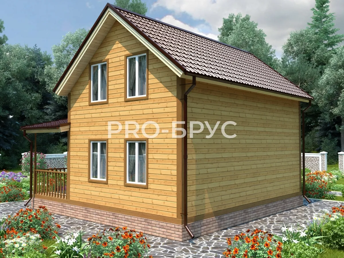 Проект дома из бруса - 8х8 - «Атепцево» - 106 м² - вид слева