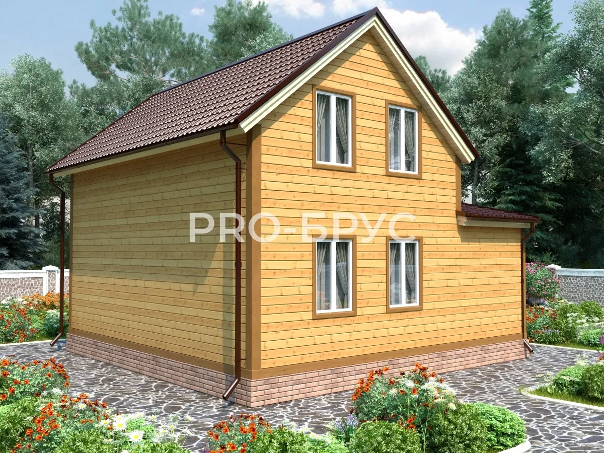 Проект дома из бруса - 8х8 - «Талица» - 106 м² - вид сзади