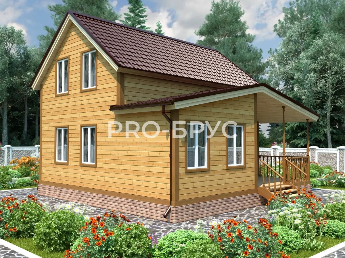 Проект дома из бруса - 8х8 - «Атепцево» - 106 м² - вид спереди