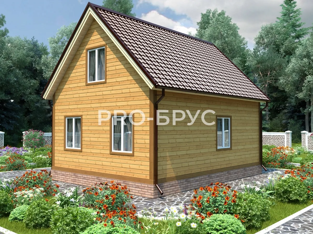 Проект дома из бруса - 7х8 - «Новый Быт» - 89 м² - вид сзади