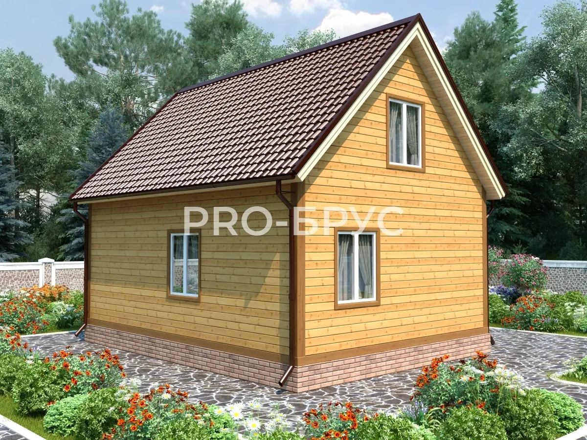 Проект дома из бруса - 7х8 - «Семёновское» - 89 м² - вид слева