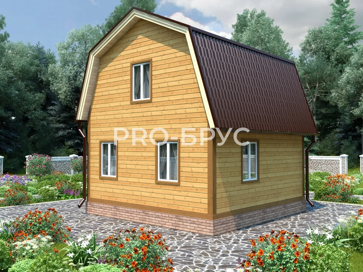 Проект дома из бруса - 6х7 - «Починок» - 68 м² - вид слева