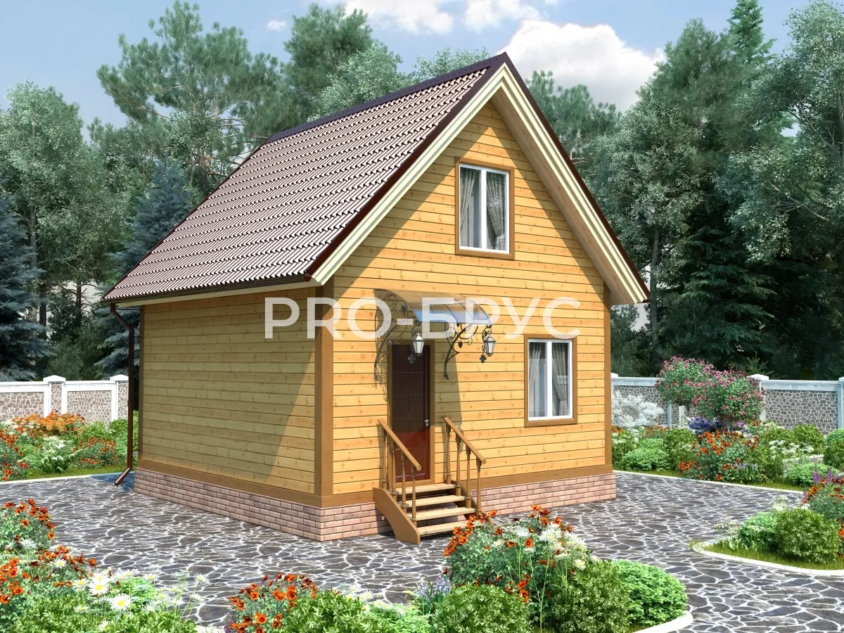 Проект дома из бруса - 6х6 - «Тарасовка» - 70 м² - вид спереди