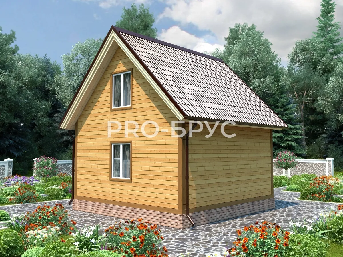 Проект дома из бруса - 6х6 - «Борисоглеб» - 70 м² - вид сзади
