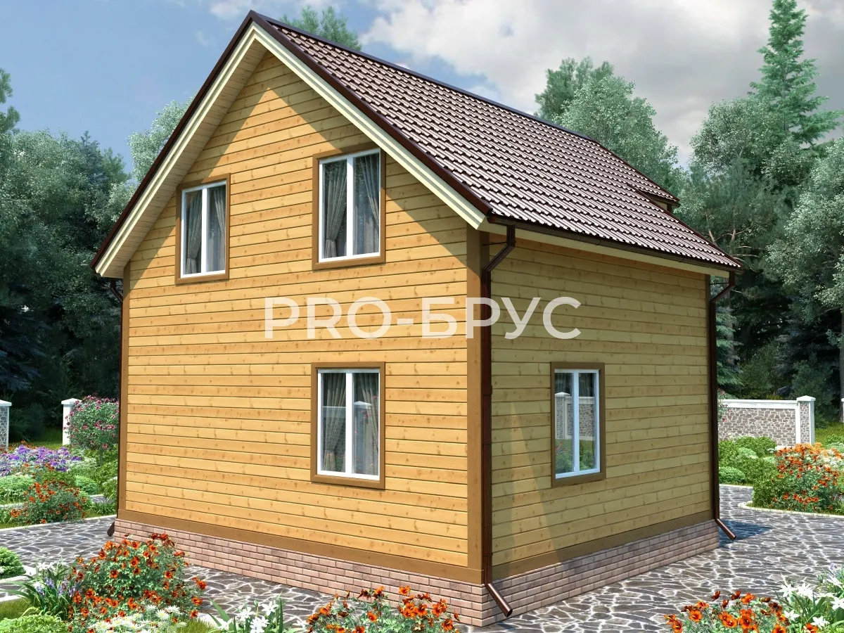 Проект дома из бруса - 7х8 - «Климово» - 94 м² - вид слева