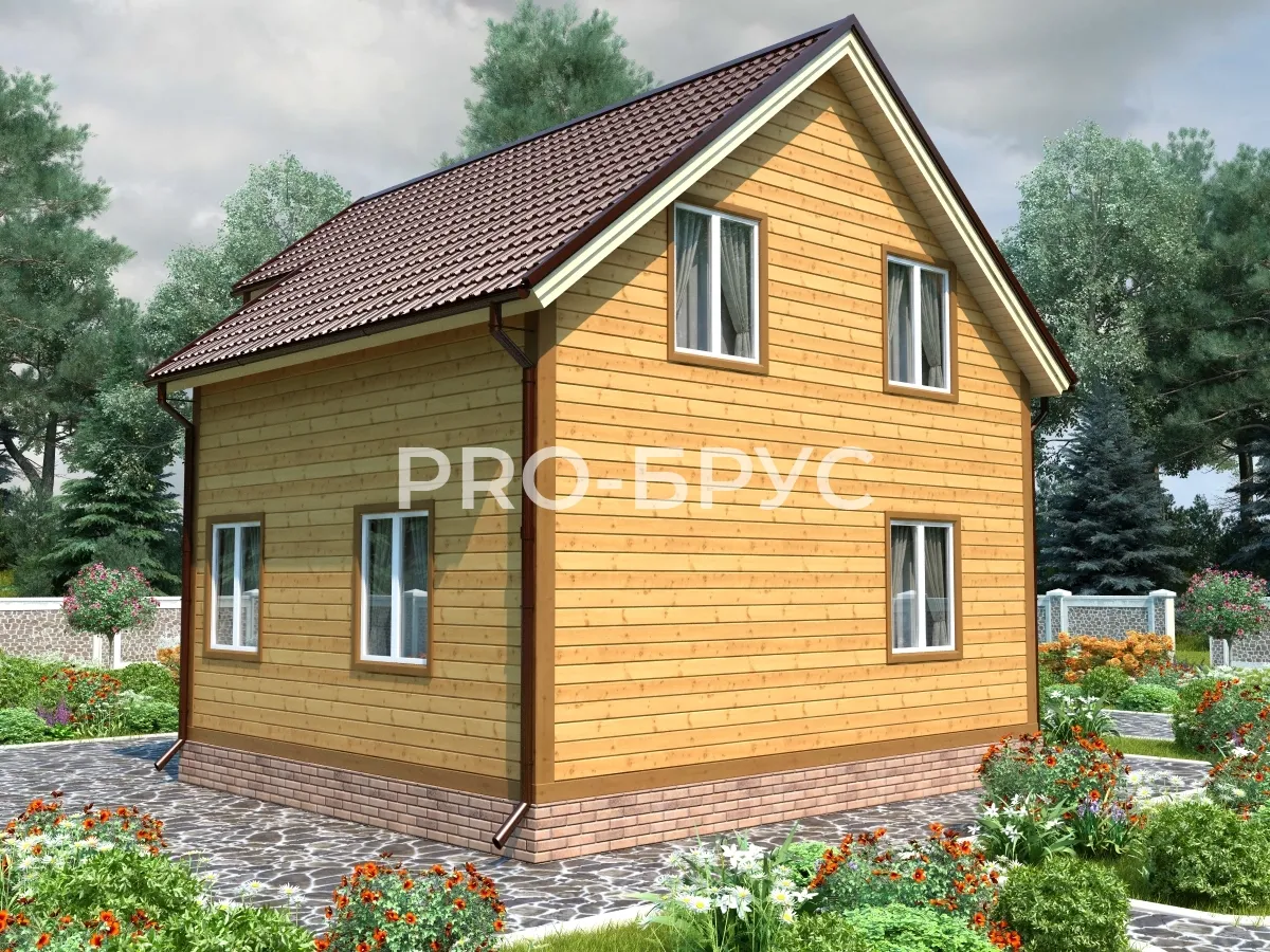 Проект дома из бруса - 7х8 - «Климово» - 94 м² - вид сзади