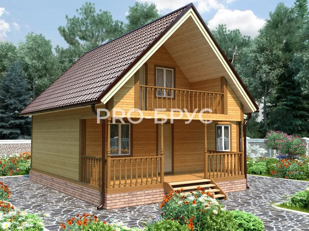 Проект дома из бруса - 8х8 - «Крёкшино» - 90 м² - вид спереди