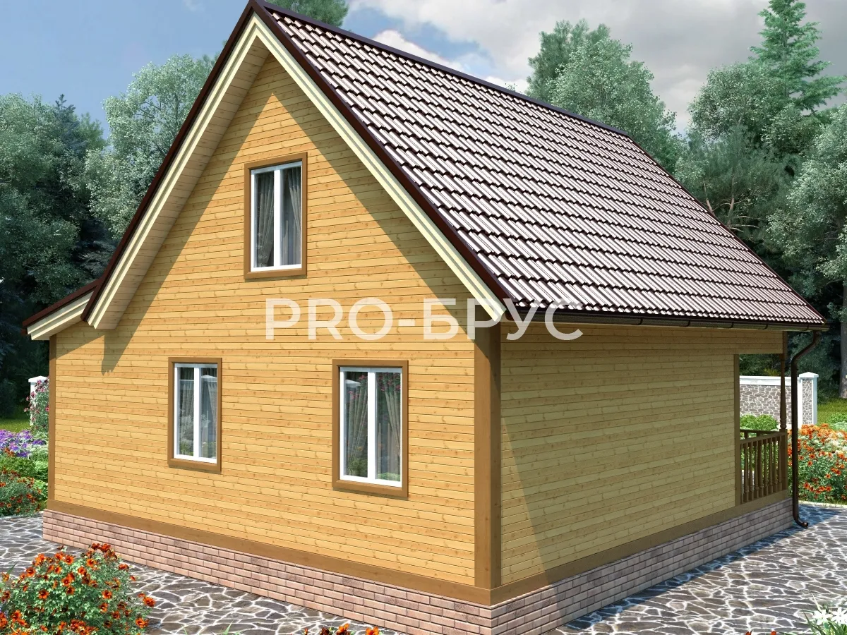 Проект дома из бруса - 8х8 - «Плесо» - 90 м² - вид сзади