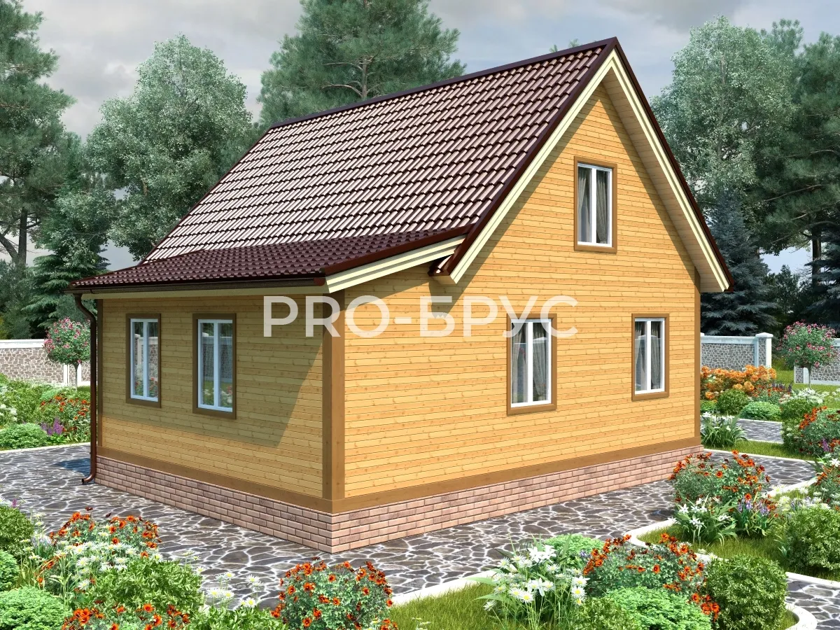 Проект дома из бруса - 8х8 - «Плесо» - 90 м² - вид слева