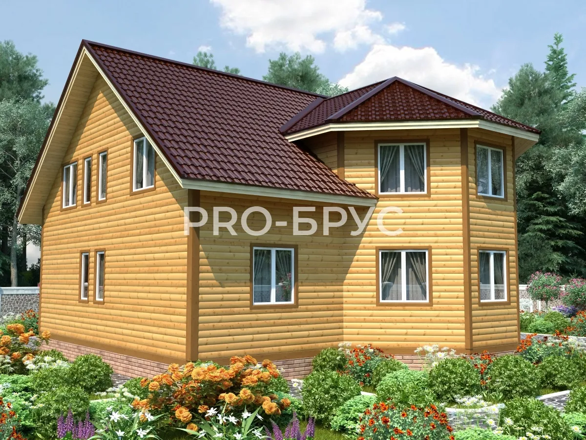 Проект дома из бруса - 11х12 - «Крутец» - 200 м² - вид сзади